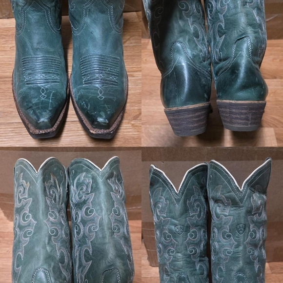 Ariat Western Cowboy Boots Womens Size 7.5 Green Teal - Picture 7 of 8